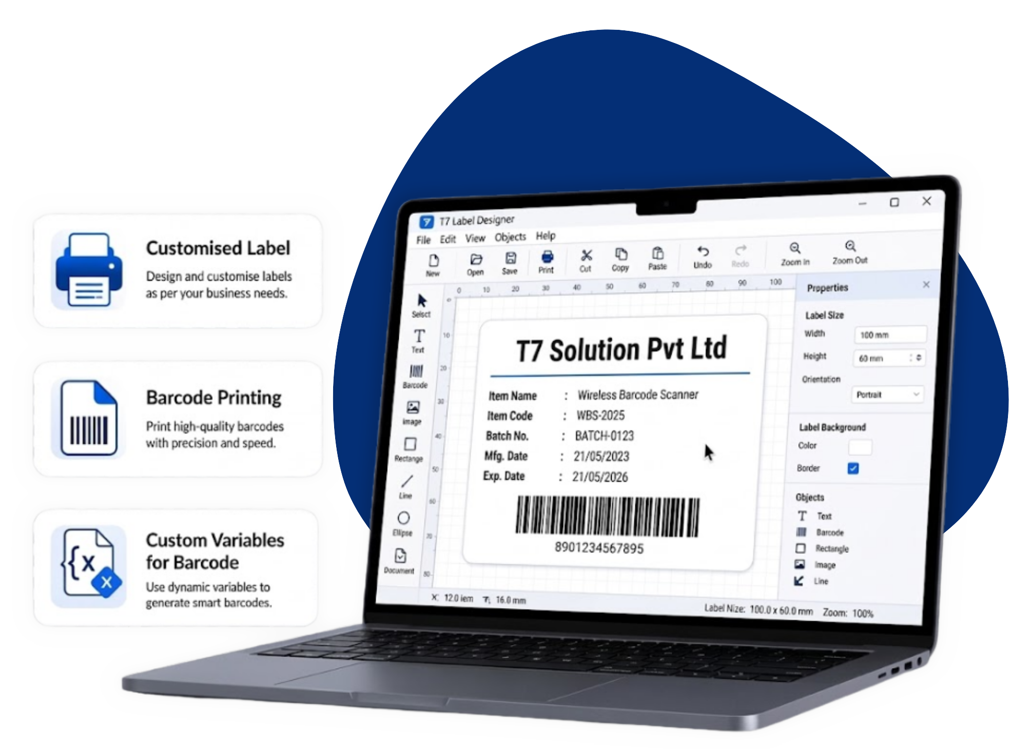T7 ERP Label Designer Welcome Workspace